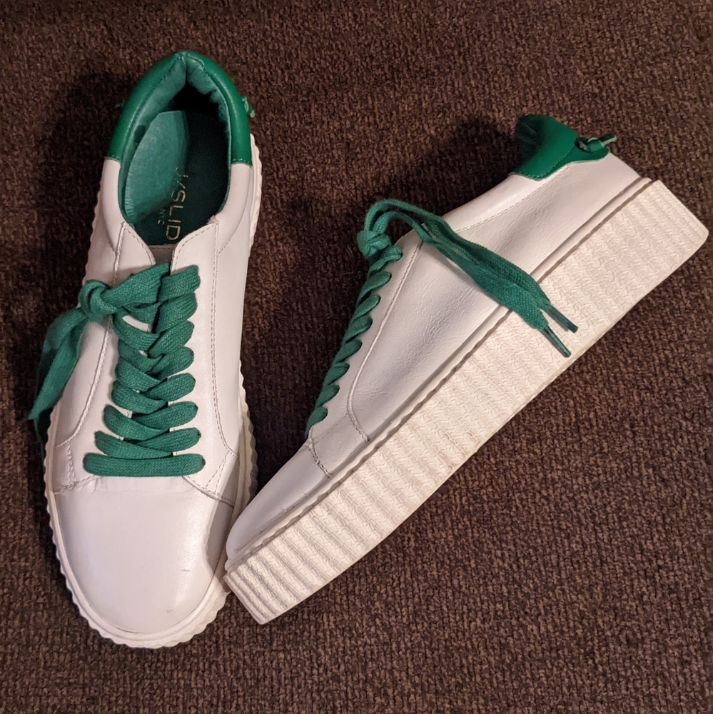 J/Slides Nyc Green And White Platform Sneakers - image 1